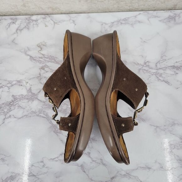 NAOT Brown Suede Slides with Tiger's Eye Faux Gems Accent Women's Euro 40 - Picture 4 of 10